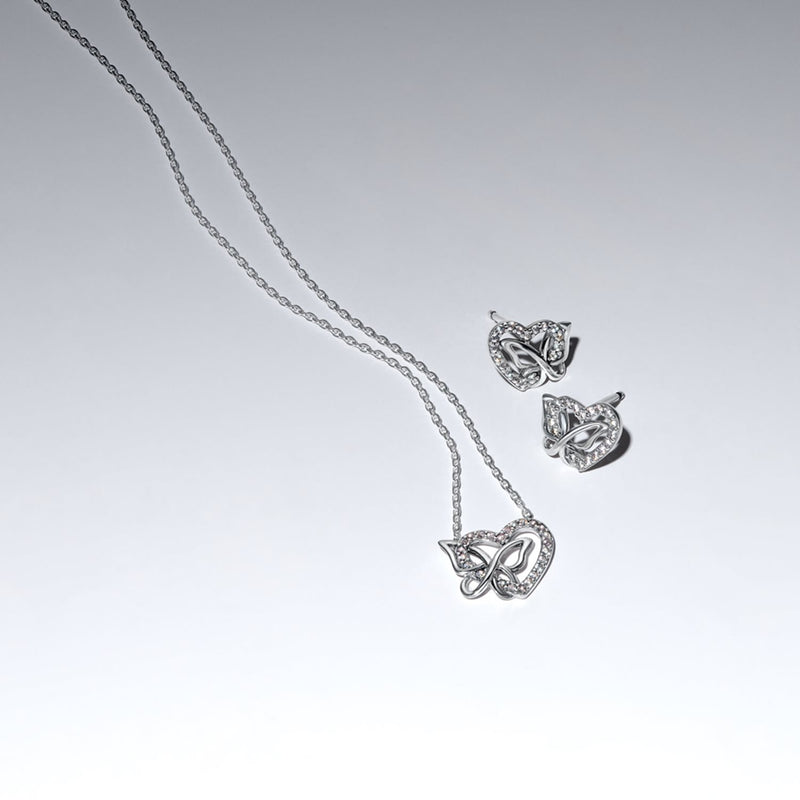 Pandora Moments Verflochtenes Herz & Schmetterling Anhänger Halskette 394477C01-45-zoom-