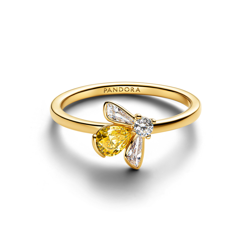 Pandora Timeless Gold Plated Zirconia Yellow Honey Bee Ring 164562C01-50-zoom-