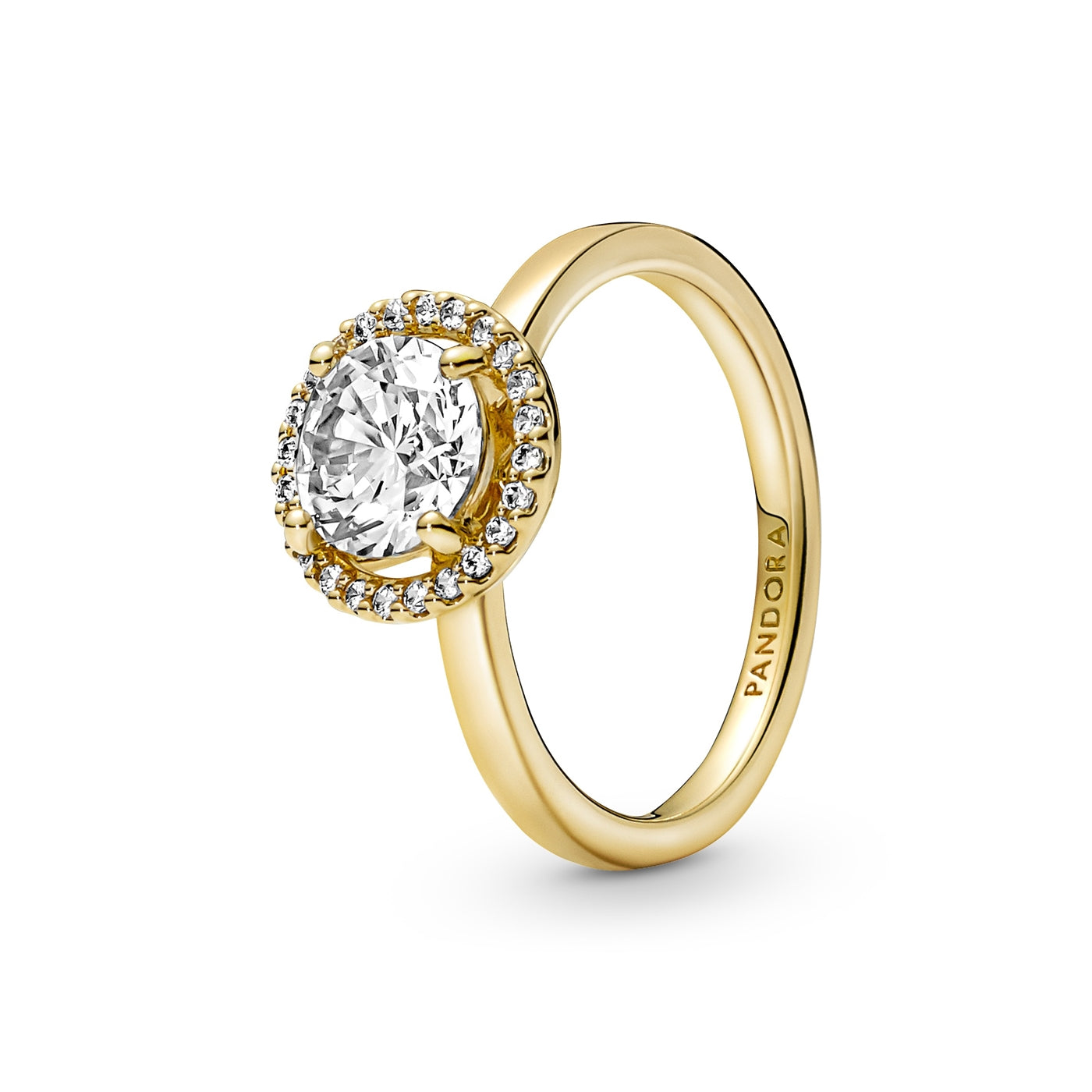 Pandora Timeless Gold-coloured Sparkling Round Halo Ring with 14 Carat Gold Plating 161234C01-52
