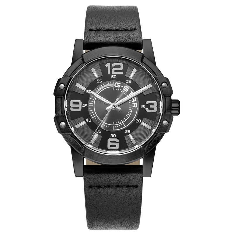 G-STAR Constructed Schwarze Leder-Herrenuhr GSW.506.02-zoom-