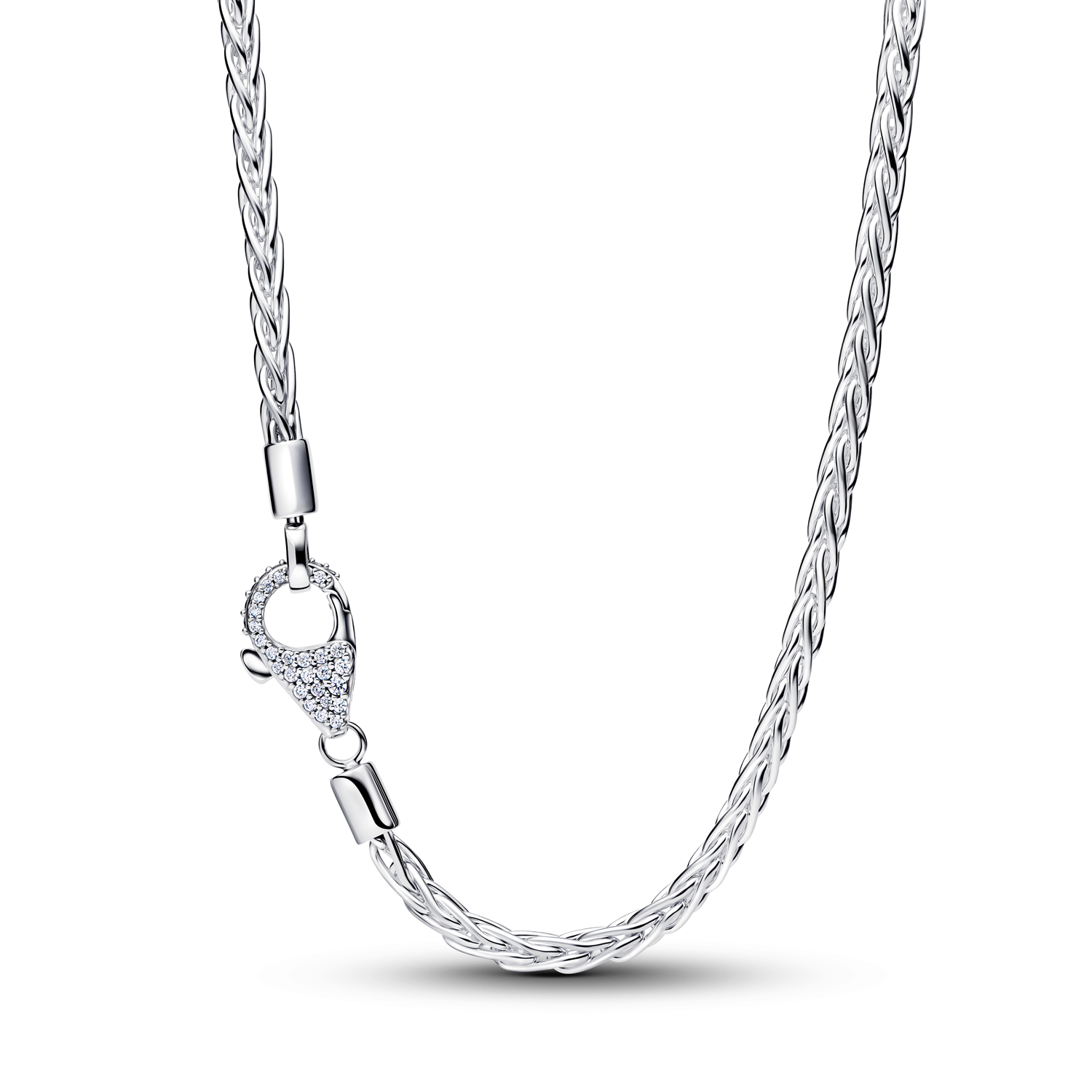 Pandora Moments Pavé Clasp Foxtail Chain Charm Necklace 394463C01-45