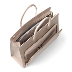 Isabel Bernard Honoré Nadine Taupe Leather Handbag made of Calfskin IB25038