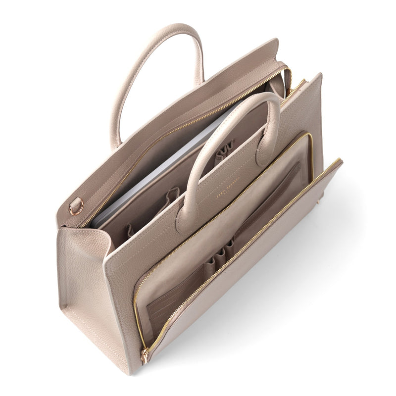 Isabel Bernard Honoré Nadine Taupe Leder Handtasche aus Kalbsleder IB25038-zoom-