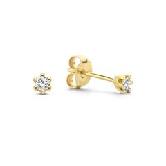 Isabel Bernard De la Paix Emily 14 Carat Golden Ear Studs | diamond 0.10 ct | IBD360007