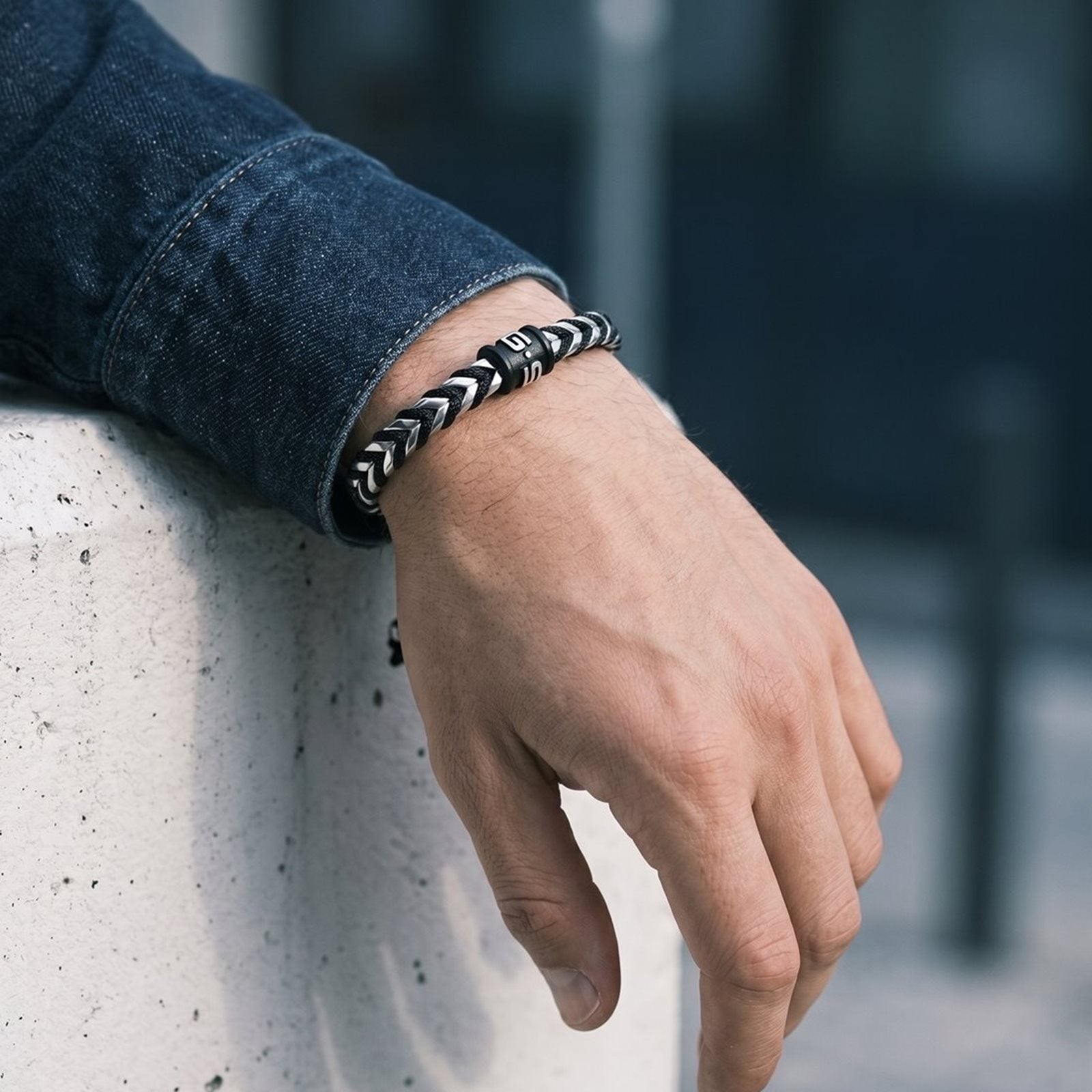 G-STAR DualShield Silver and Black Bracelet GSJ.108.01