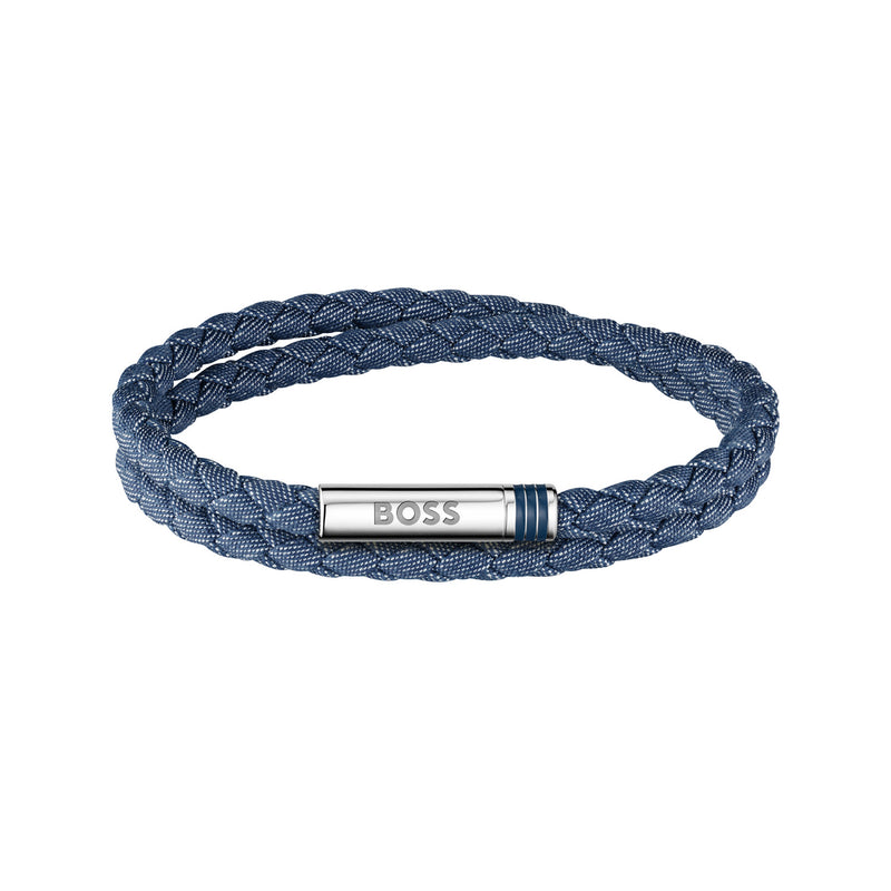 Hugo Boss Synthetische Faser Blaues Herren Geflochtenes Armband HBJ1580800-zoom-