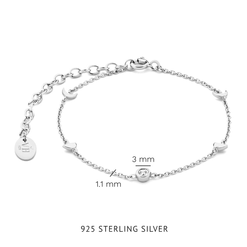 Violet Hamden Luna 925 Sterling Silbernes Armband mit Monden und Weißem Zirkonia-Stein VH320036-zoom-