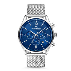 Mats Meier Grand Cornier Chronograph Men's Watch Silver Colored with Blue MM00133
