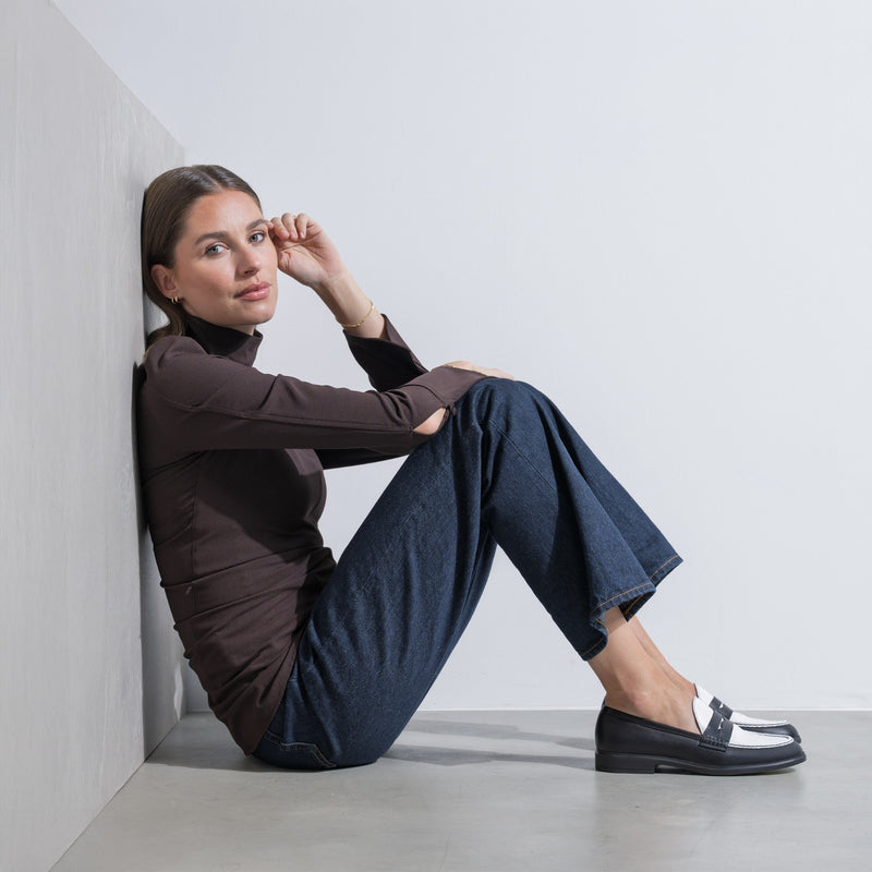 Vendôme Blandine Schwarz und Weiß Kalbsleder Loafers IB51015-10176-37-zoom-