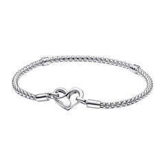 Pandora Moments 925 Sterling Silver Heart Claps Bracelet 592453C00-17