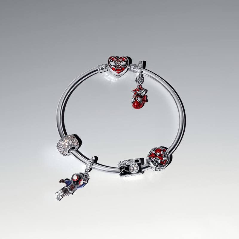 Pandora Collabs 925 Sterling Silver Marvel Spider-Man Miles Morales Dangle Charm 793842C01-zoom-