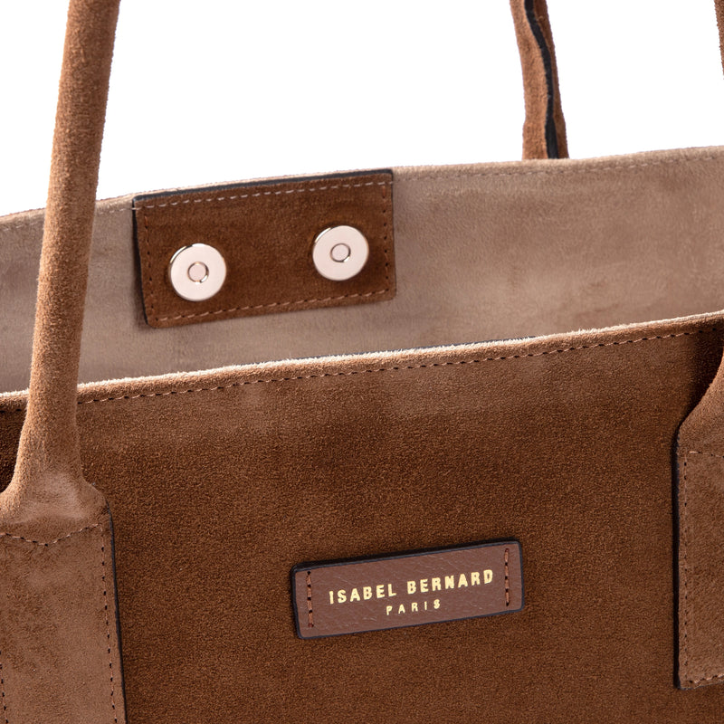 Isabel Bernard Honoré Elin Braune Wildleder Schultertasche IB25111-130-zoom-