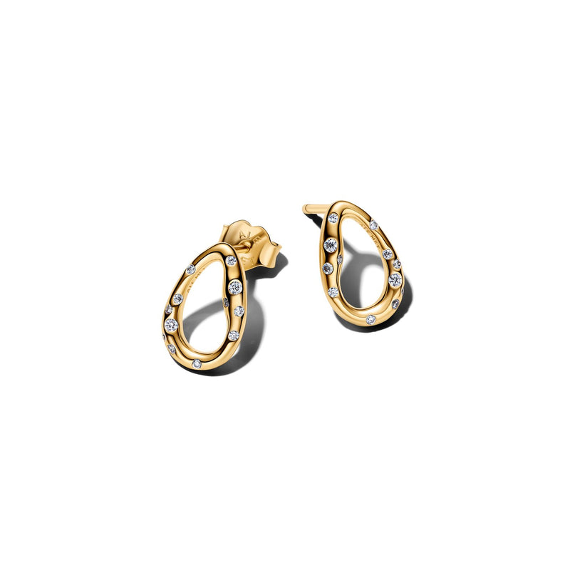 Pandora Essence Vergoldete Organisch Geformte Stone-Set Ovale Ohrstecker 264659C01-zoom-