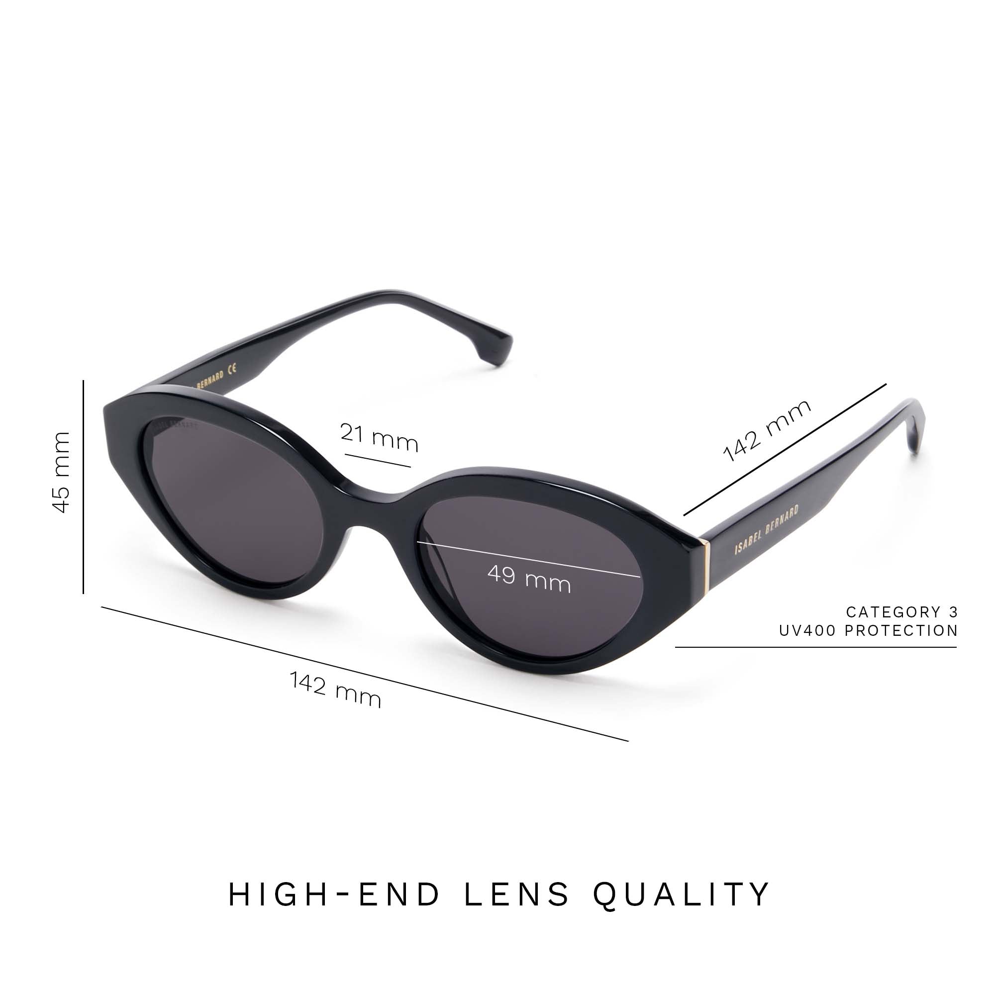 Isabel Bernard La Villette Rosaire Black Ovale Sunglasses IB400002-01-01
