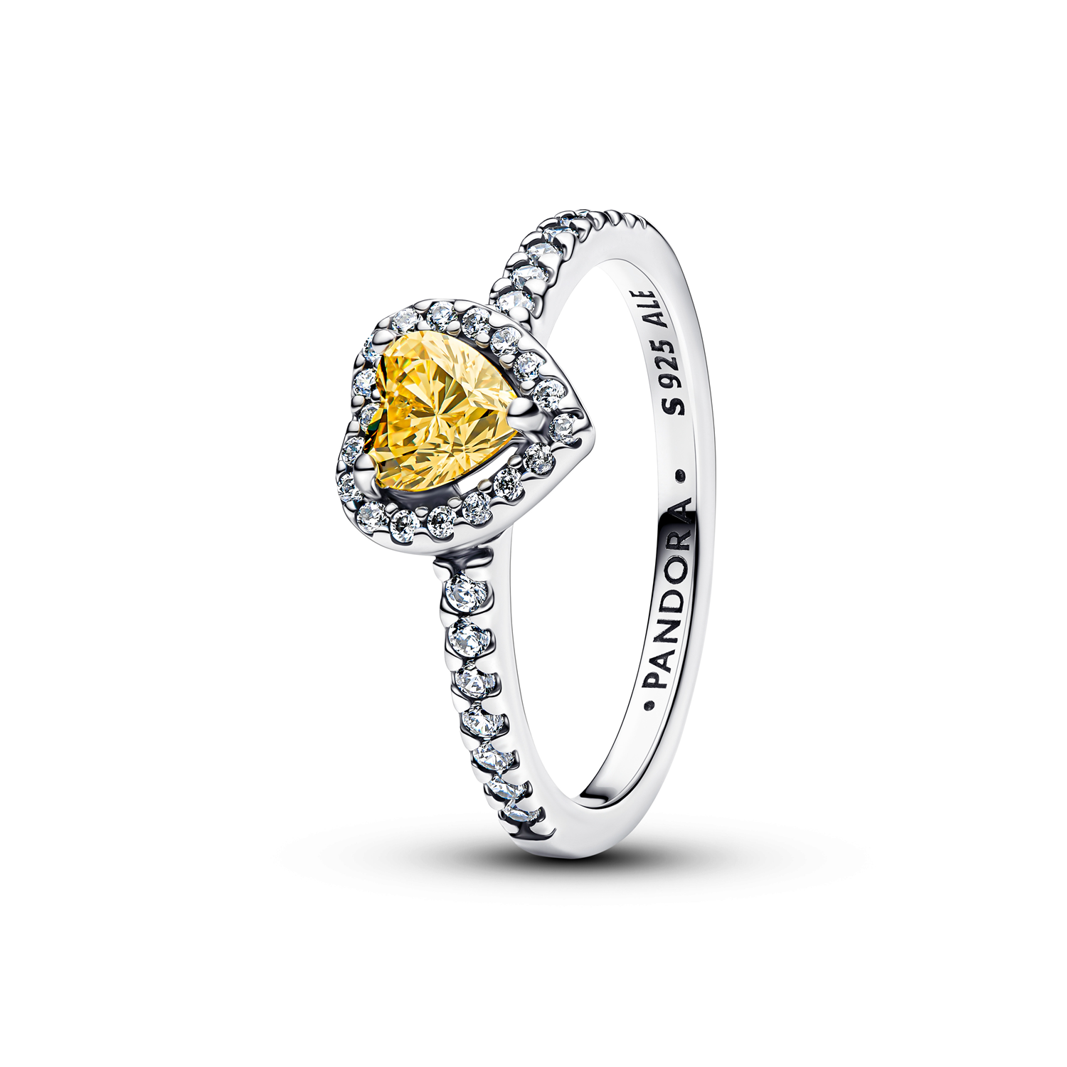 Pandora Timeless 925 Sterling Silver Sparkling Elevated Heart Ring 198421C06-52