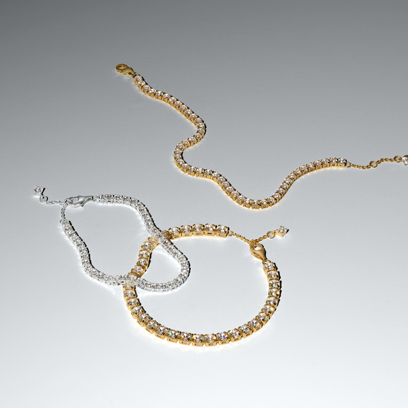 Pandora Timeless Gold Plated Sparkling Bold Tennis Bracelet 563539C01-18-zoom-