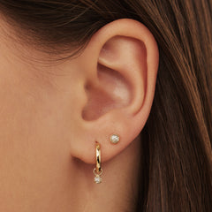 Isabel Bernard De La Paix Inaya 14 Carat Golden Ear Studs | diamond 0.04 ct | IBD360026