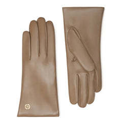Isabel Bernard Honoré Eleanor taupe goatskin leather gloves IB67000-378-6.5