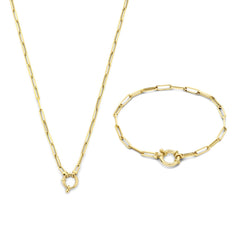 Isabel Bernard Cadeau d'Isabel 14 karat gold link necklace and link bracelet gift set IB90184