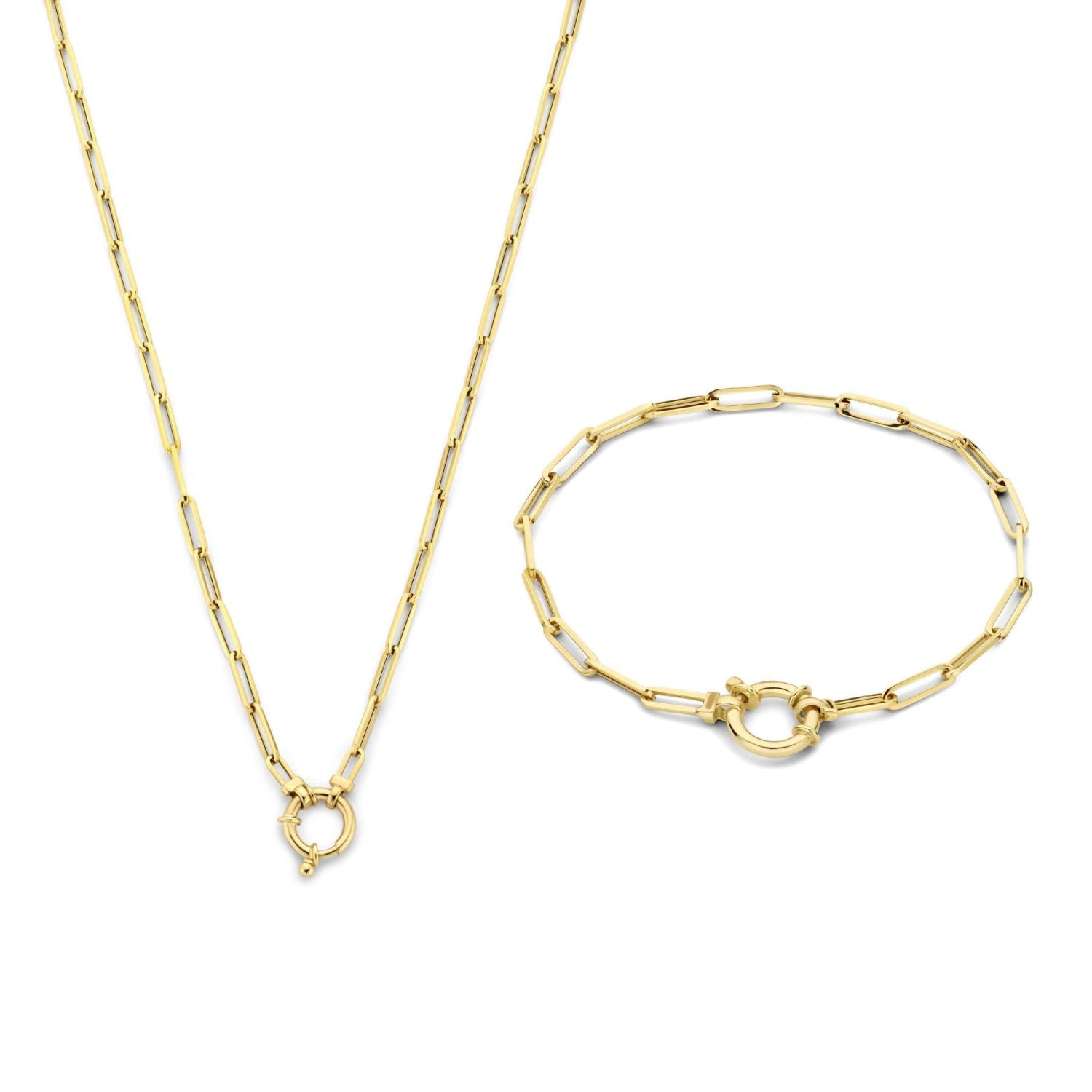 Isabel Bernard Cadeau d'Isabel 14 karat gold link necklace and link bracelet gift set IB90184