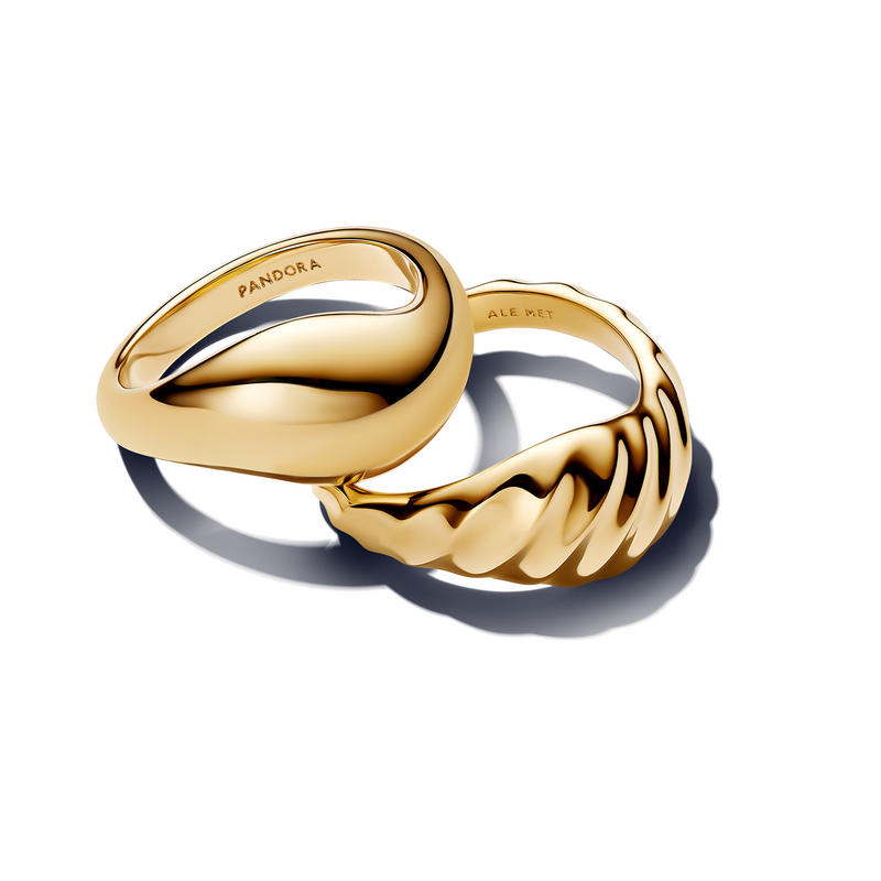 Pandora Essence Gold Plated Rippled Stacking Rings 163832C00-58-zoom-