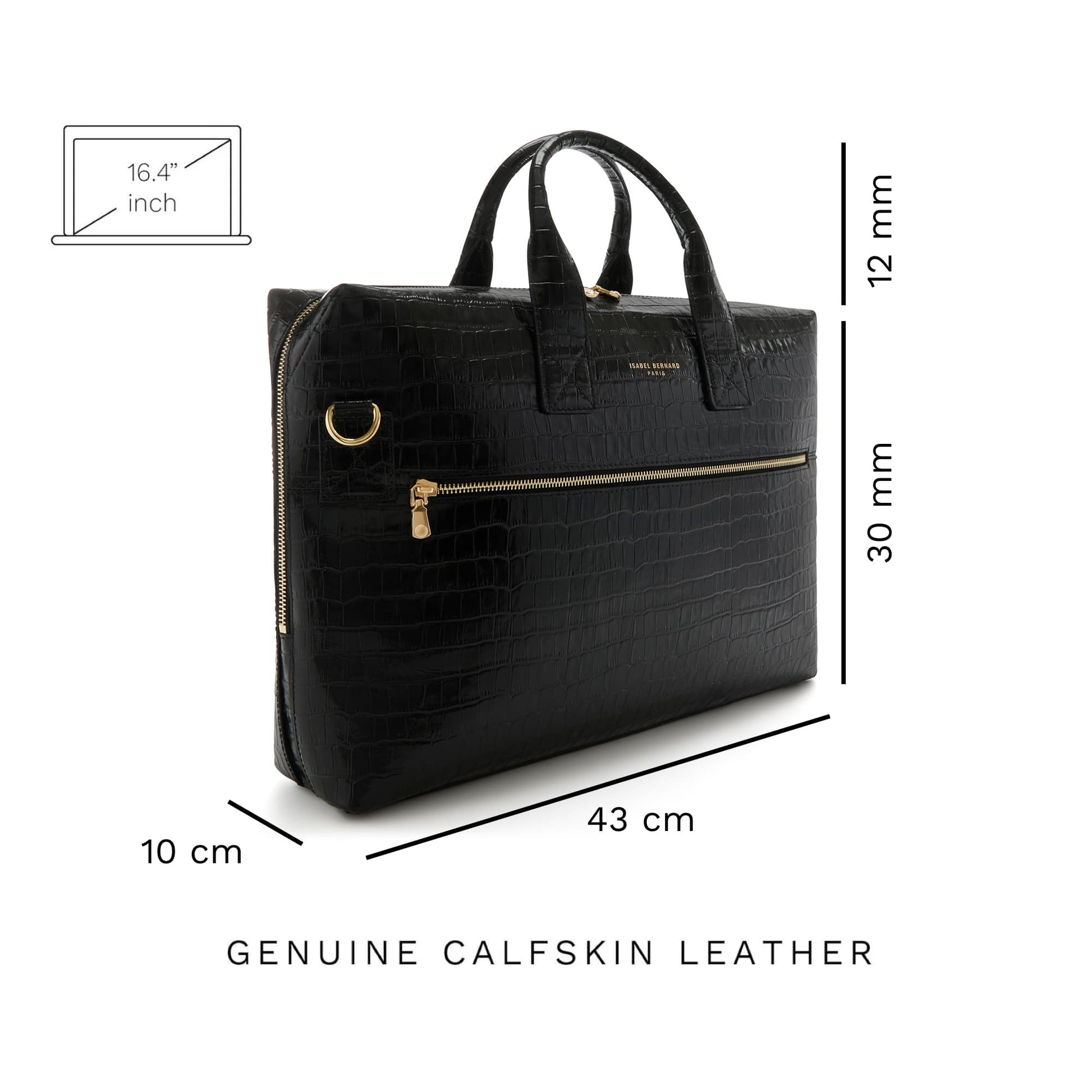 Isabel Bernard Honoré Anique Croco Black Calfskin Handbag IB25072