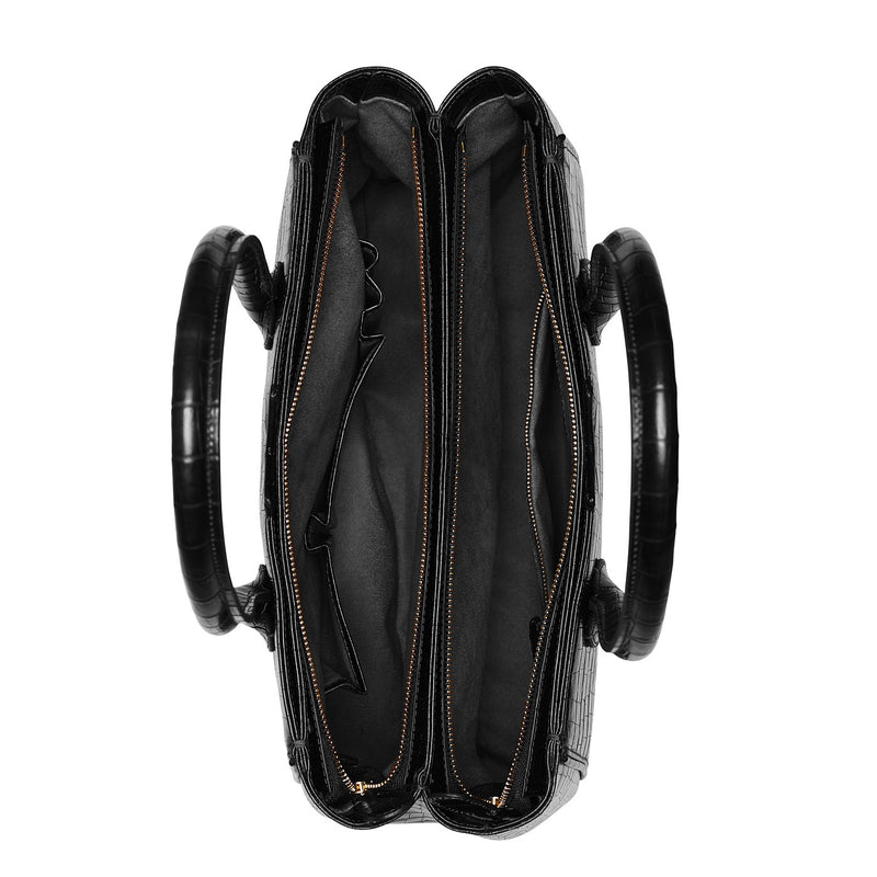 Isabel Bernard Honoré Cloe Kroko Schwarze Handtasche IB25007-zoom-