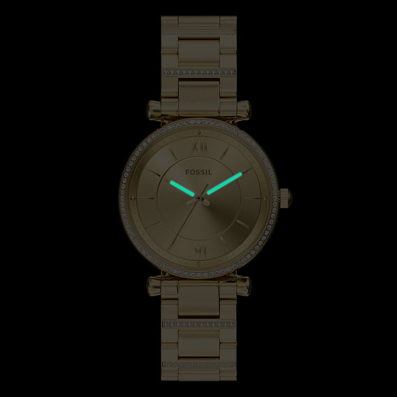 Fossil Carlie Round Gold Dial Watch ES5465-zoom-