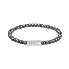 Hugo Boss BOSS Grey Beaded Gemstone Bracelet HBJ1580790M
