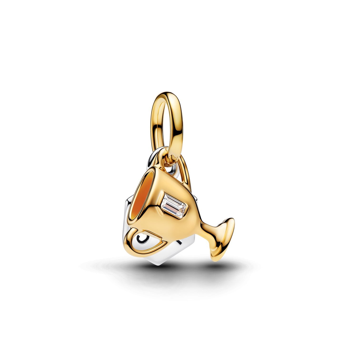 Pandora Moments Gold Plated Enamel Cubic Zirconia Engravable Trophy Double Dangle Charm 764715C01
