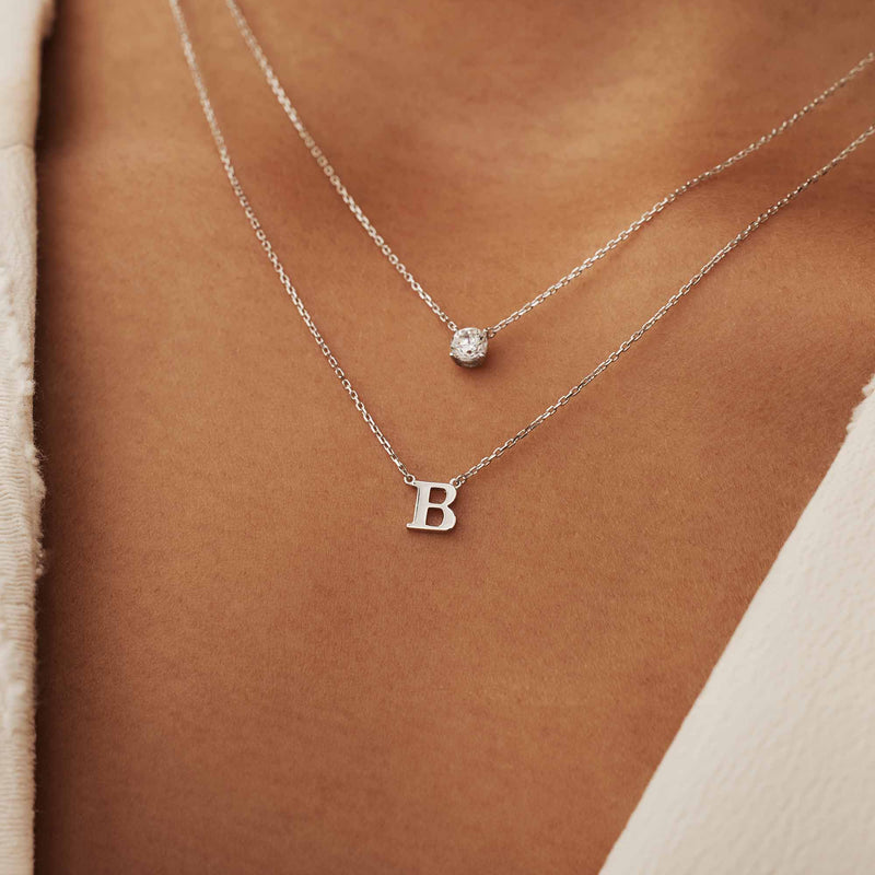 Isabel Bernard Saint Germain Chloé 14 Karat | Weißgold Initiale Halskette IB340061-A-zoom-