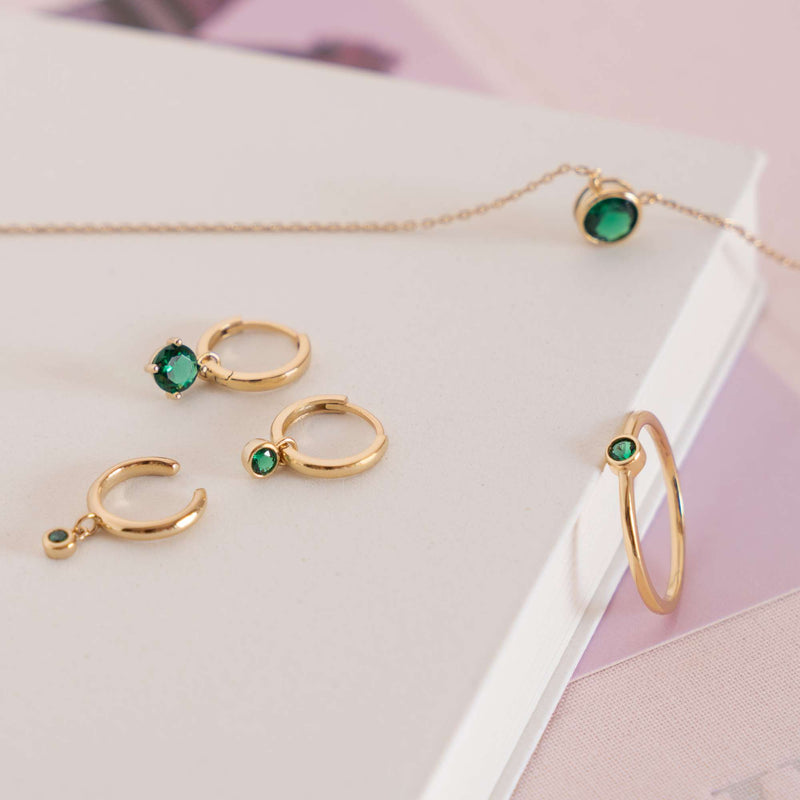 Violet Hamden Venus 925 Sterling Silberne Vergoldete Creolen mit Geburtsstein VH360015-MAY-zoom-