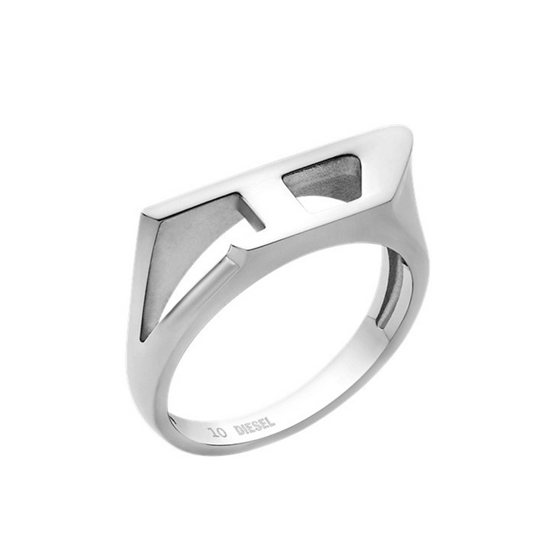 Diesel D Logo Silver Stainless Steel Ring DX16380407-zoom-