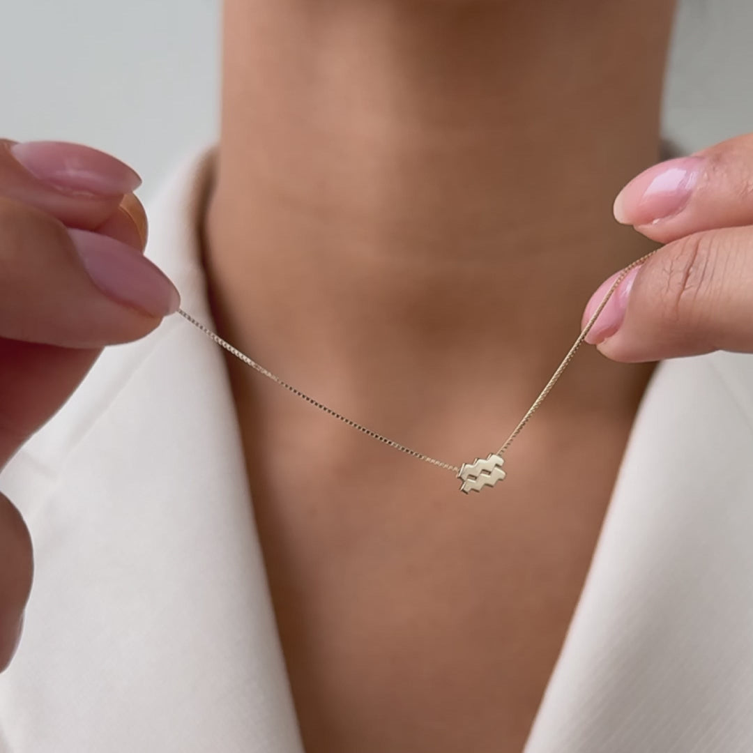 Isabel Bernard Étoiles d’Or Aquarius 14 Carat Gold Venetian Necklace With Horoscope IB340188